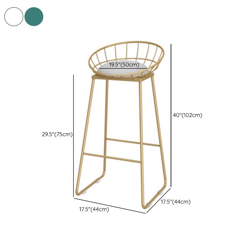 Gold Metal Dining Stools Glam Round Bar Stools with Footrest