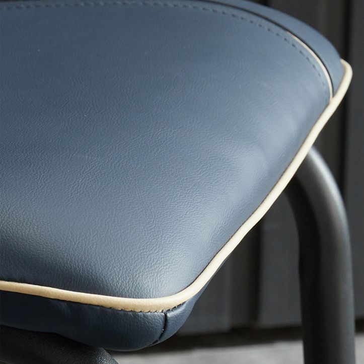 Modern Upholstered Side Dining Chairs Leather Solid Back Armless Chairs