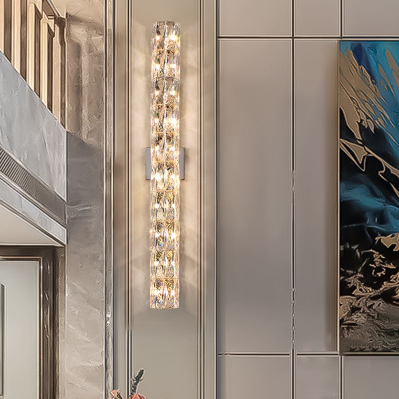 Light Luxury Metal Wall Light Rectangle Shape Wall Lamp with Crystal Shade for Bedroom