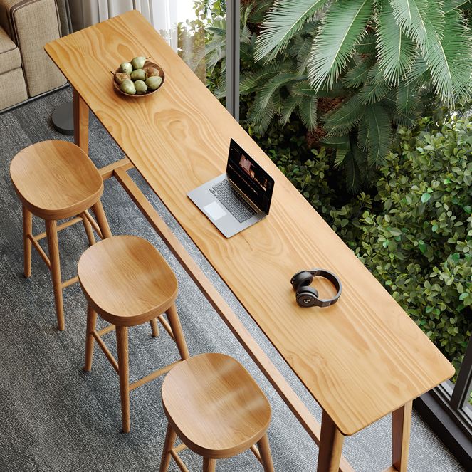 Rectangle Bar Pub Table Set 1/4 Pcs Solid Wood Bar Table and Backless Stools