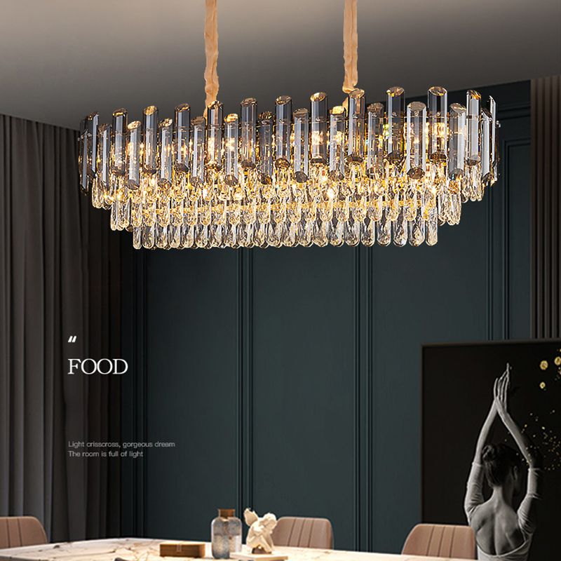 Modern Kitchen Pendant Lights Geometric Island Lighting Fixtures with Crystal Shade