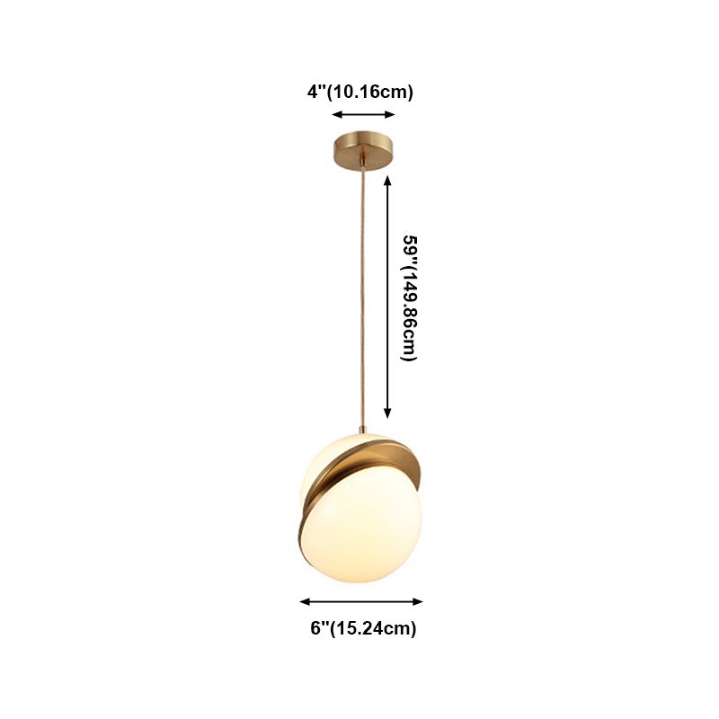 Lampe suspendue en bronze en acrylique dans un style artistique moderne électroplate Copper Globe Pendant Light