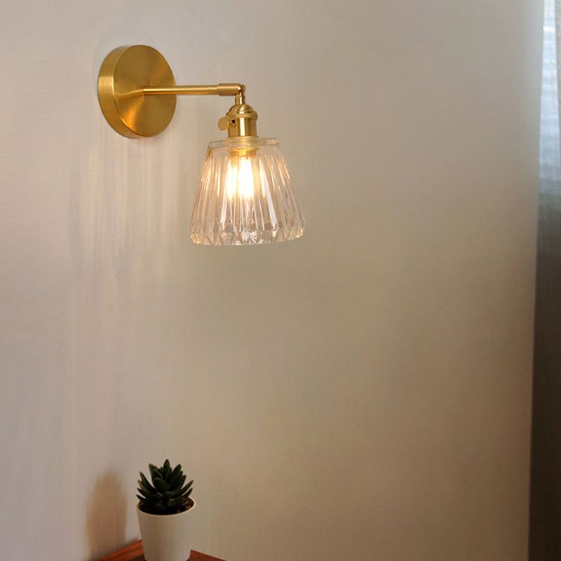 Nordic Modern Wall Light Glass Wall Sconce Light in Brass for Living Room