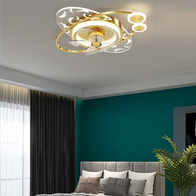 Minimalistische Feder Deckenlüfter Leuchte Acryl Wohnzimmer LED SEMI -MOG -Leuchte