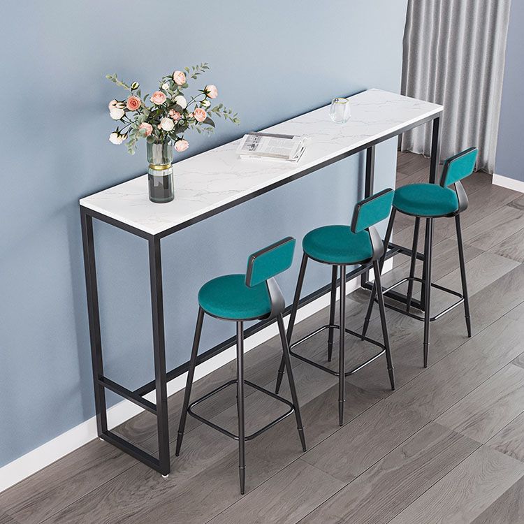 Scandinavian Metal Barstool Velvet Stool in Matte Finish for Indoor