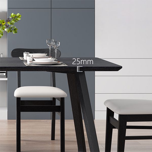 Industriële rechthoek eettafel As vaste houten tafel met dubbele voetstukbasis