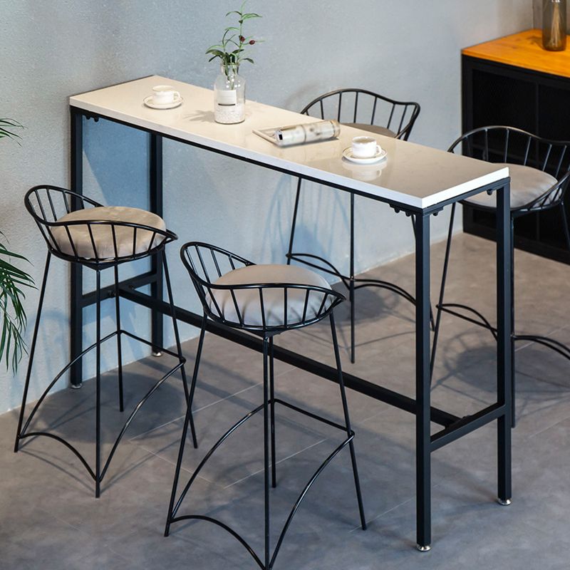 Industrial Rectangle Solid Wood Bar Table Set 1/5 Pieces Counter Table with Iron Stools