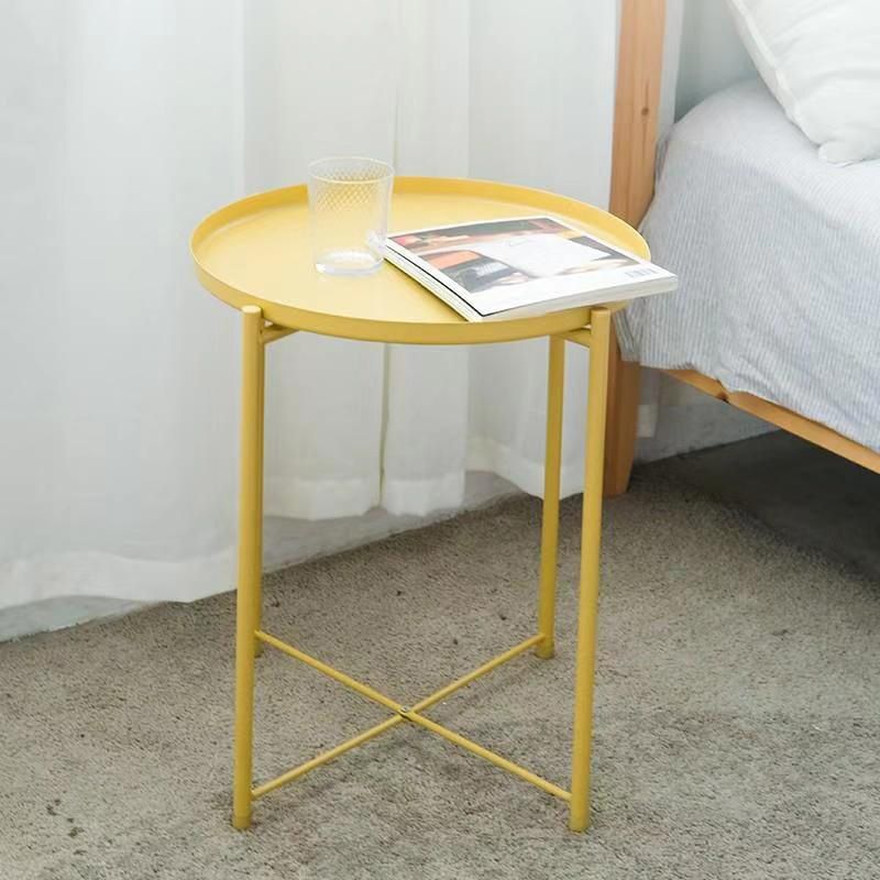 Tray Top Cross Legs End Table Contemporary Round Side End Table