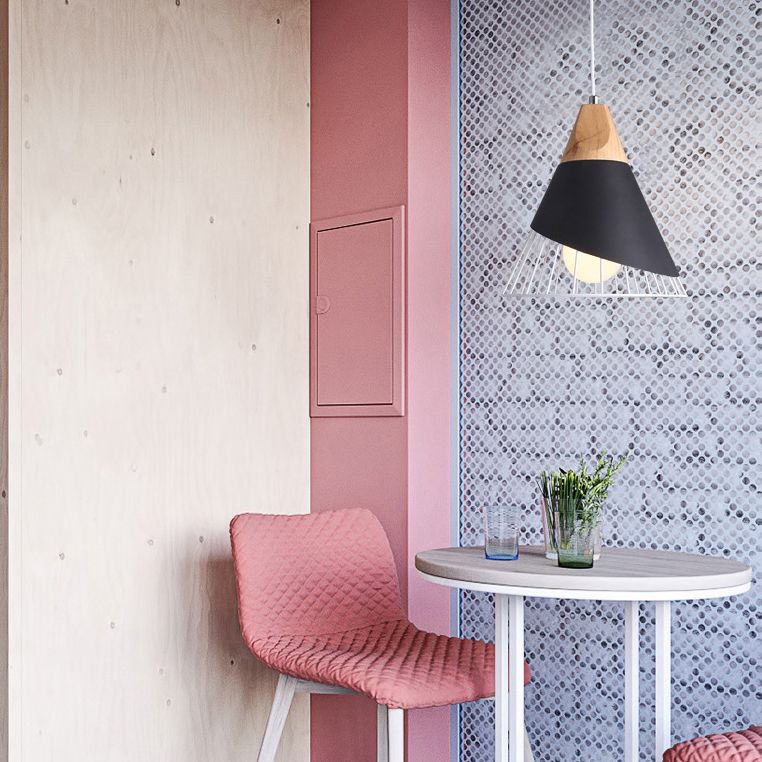 12"/14" Wide Single Bulb Cone Pendant Light with Iron Wire Modern Metallic Hanging Lamp for Balcony Bar