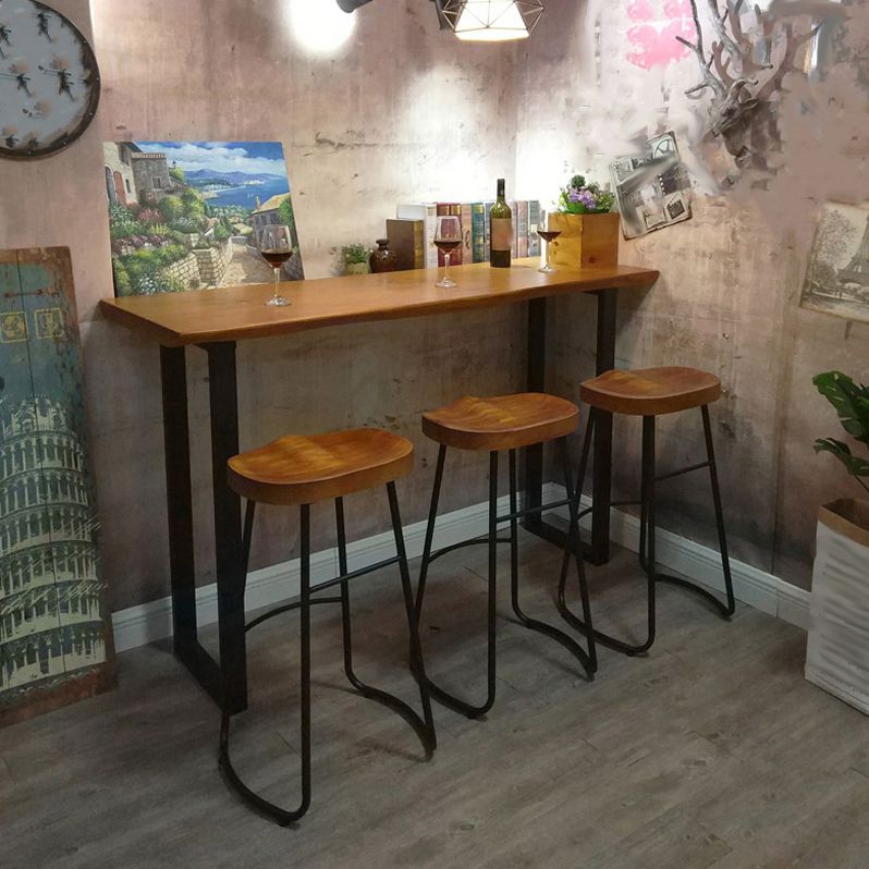 Indoor Modern Bar Pub Table Set 1/2/3/4/6 Pieces Solid Wood Pub Table Set in Natural