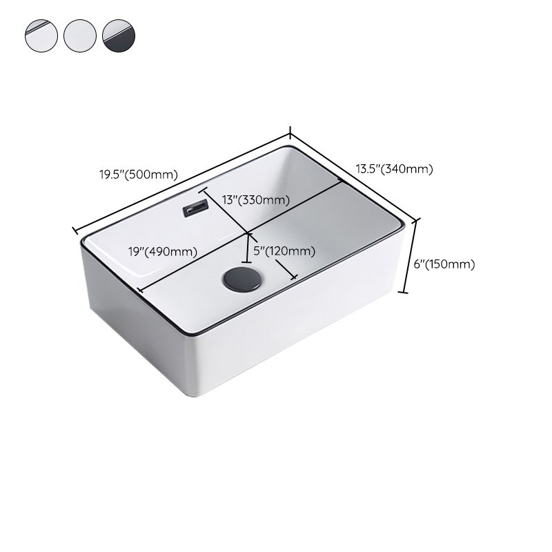 Modern Porcelain Trough Sink Rectangular Trough Bathroom Sink