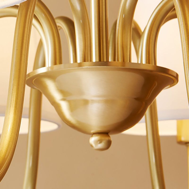 Multi-Head Chandelier Lighting Fixtures American Style Chandelier Pendant Light with Fabric Shade