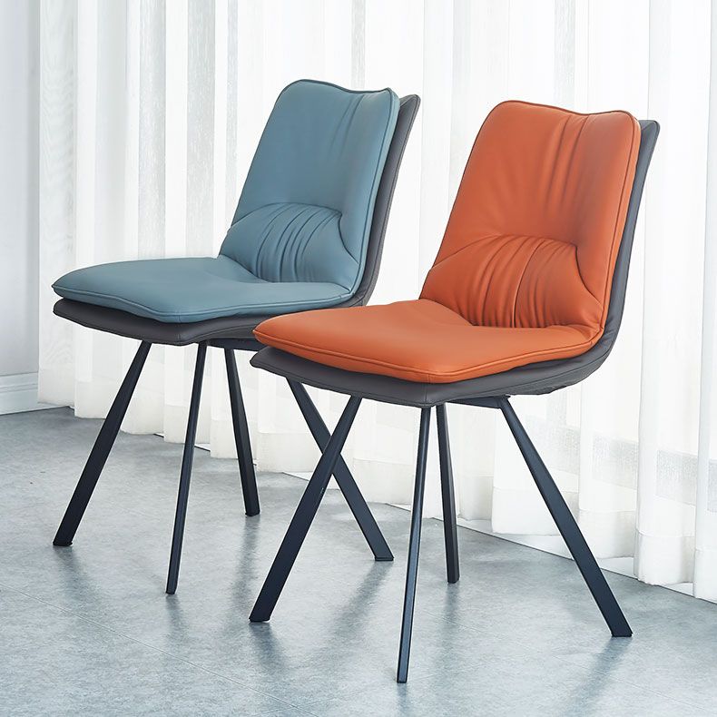 Contemporary Style Dining Chair Armless Side Chair with Metal Legs