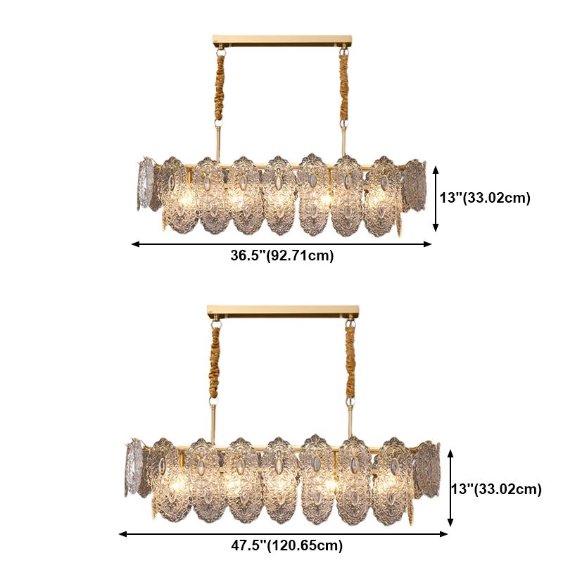 Ideas de iluminación de isla rectangular de estilo contemporáneo luces de isla de vidrio