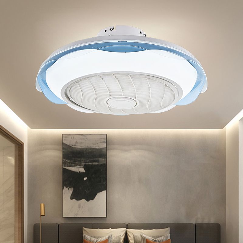 Weiß/Rosa/Blue Circle Deckenlüfter Leuchte Modernismus LED Metal Semi Flush Lampe, 20,5 "W.