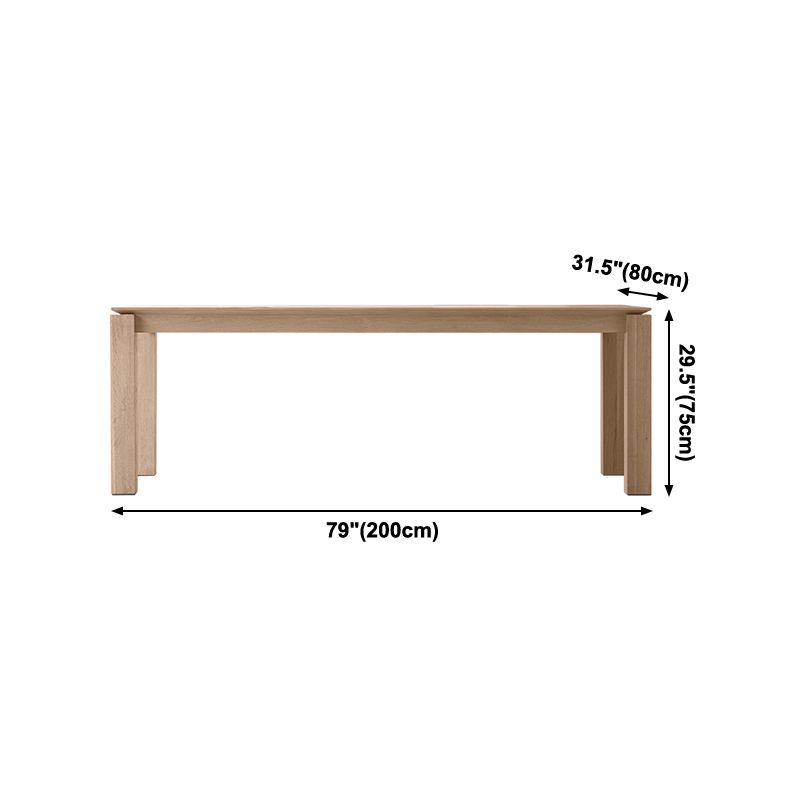 Solid Wood Contemporary Rectangular Table Wood Top Indoor Table with 4 Legs