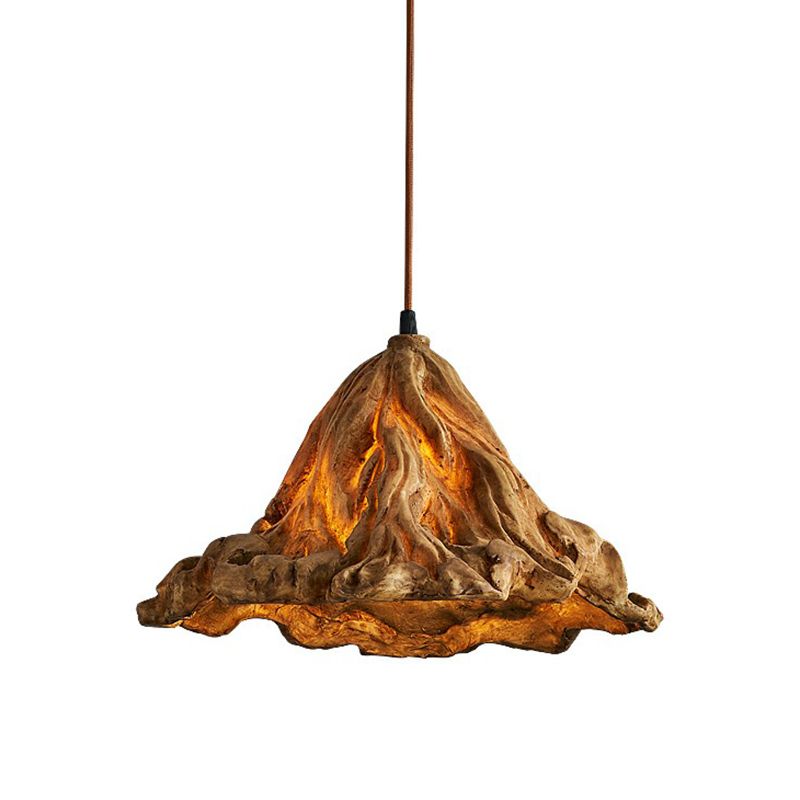 Lotus Leaf Shaped Resin Hanging Light Artistic Single-Bulb Pendant Lighting fro Restaurant