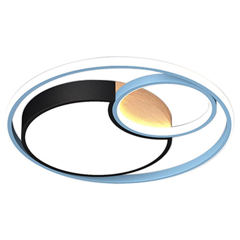 Blue Circle Flush Mounted Ceiling Light Contemporary LED Acrylic Close To Ceiling Lighting