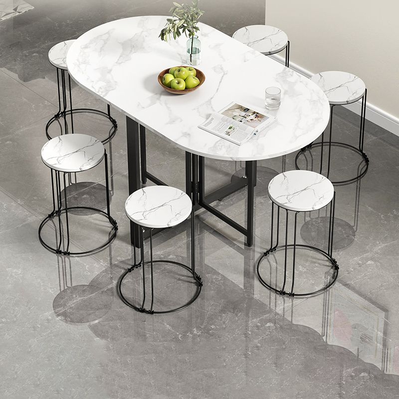 Mesa de comedor de estilo moderno Mesa de comedor ovalada de hoja ovalada para uso doméstico