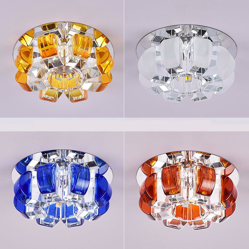 Clear Floral Flush Ceiling Light Contemporary Crystal LED Flush Mount Lighting for Entryway