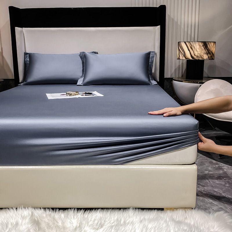 Long Staple Cotton Bed Sheet Set Breathable Sateen Weave Fitted Sheet