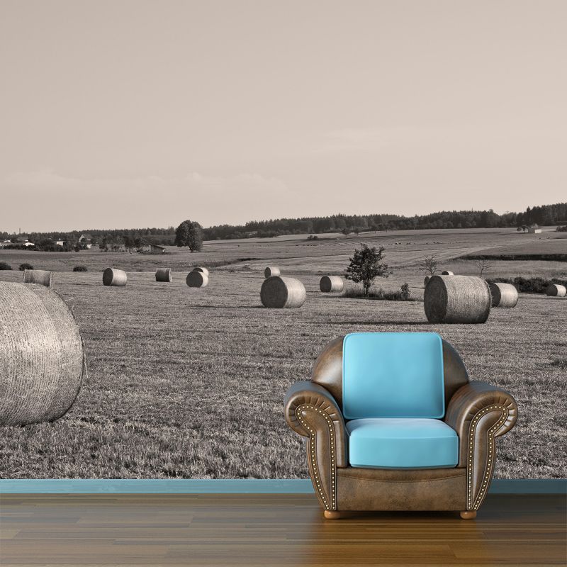 Customized Straw Bales Mural Environment Friendly Wallpaper for Decoration