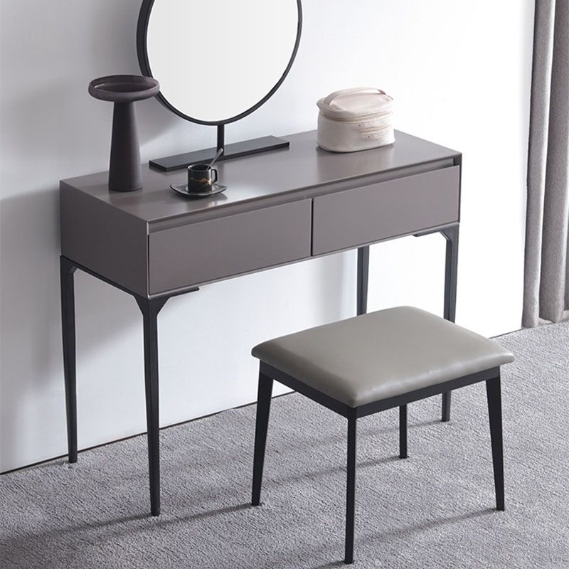 Grey Wooden Vanity Set with Mirror and Drawers Make-up Vanity