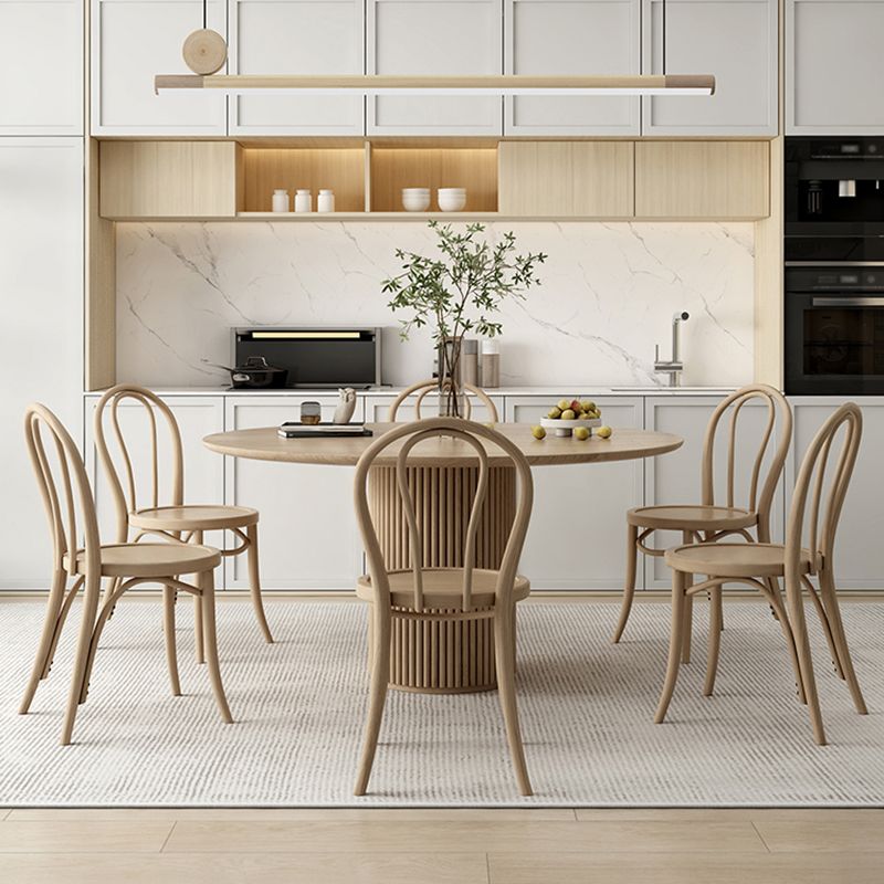 Solid Wood Dining Table Set 1/4/7 Pcs Round Table with Side Chairs