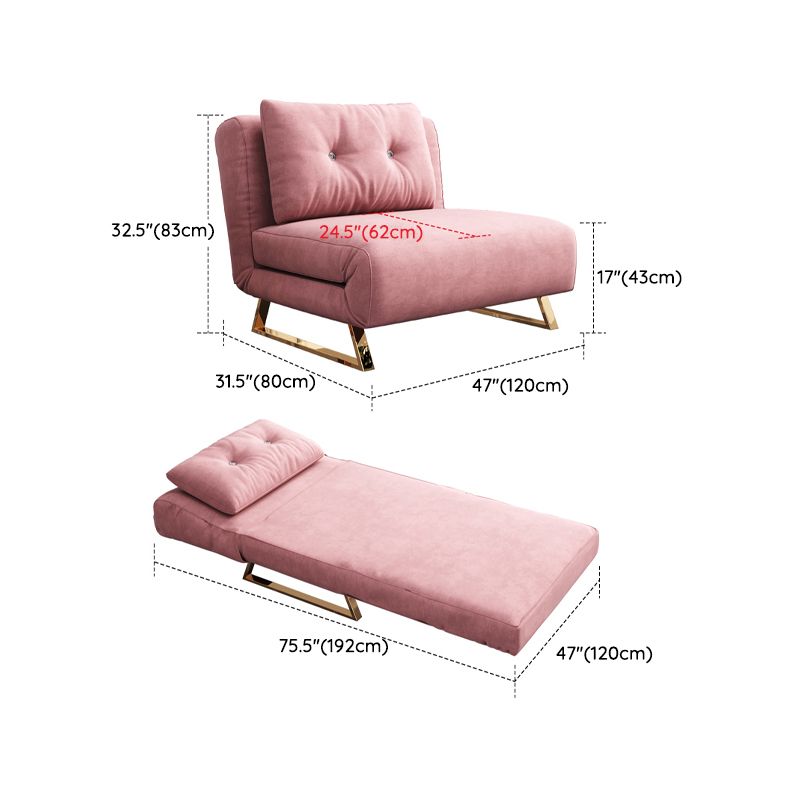Glam Velvet Sleeper Sofa 31.49" Wide Pink Sofa Bed with Pillow Back