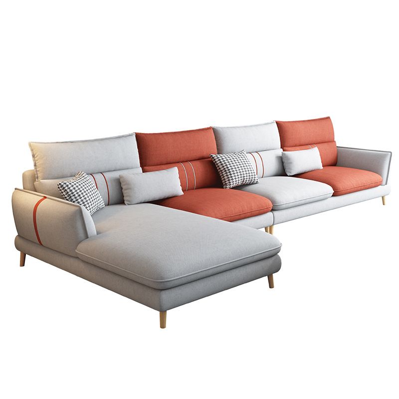 Contemporary Flared Arm Stationary Living Room Cushions Sofa Chaise