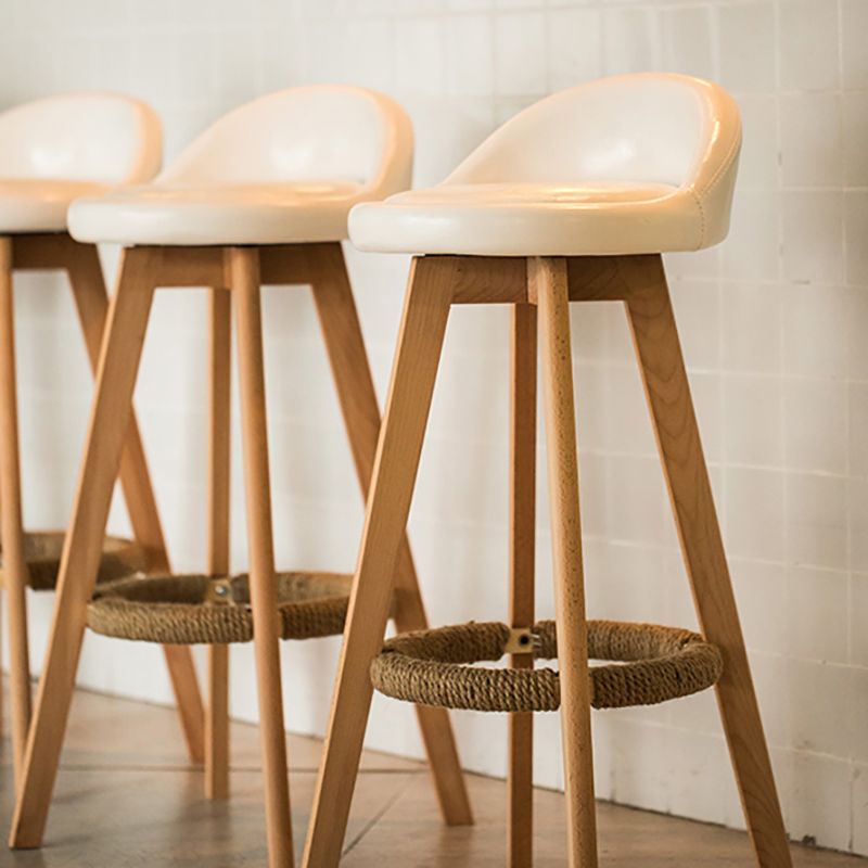 Modern Rotatable Backrest Counter Stool Wood Cafe Bar Stool with Cushion and Pedal