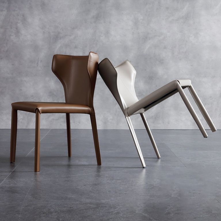 Moderne eigentijdse lederen eetkamerstoel Pure Color Wingback Side stoel