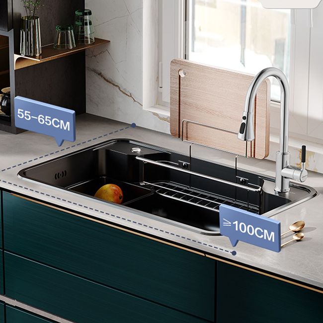 Drop-In Sink Stainless Steel Single Basin Basket Strainer Kitchen Sink with Drain Assembly