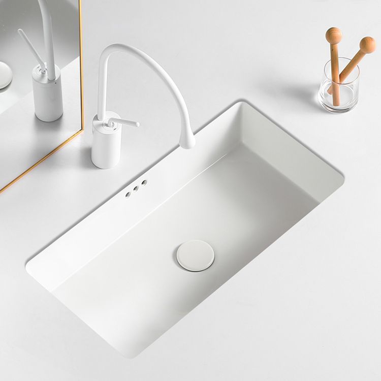 Traditional Undermount Vanity Sink Rectangular with Overflow and Drain Assembly Vessel