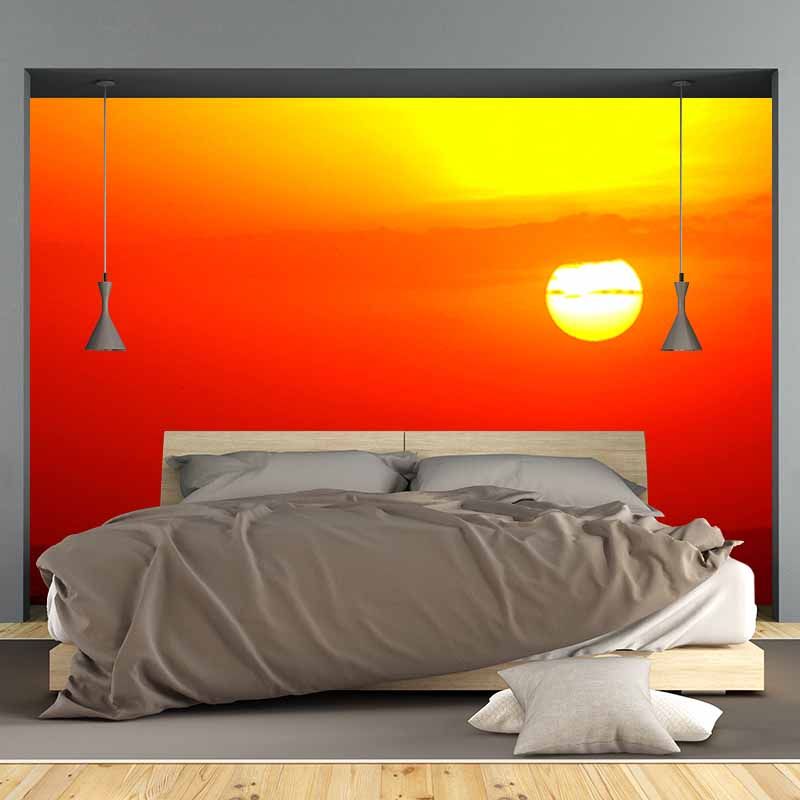 Photography Wall Mural Wallpaper Setting Sun Sitting Room Wall Mural