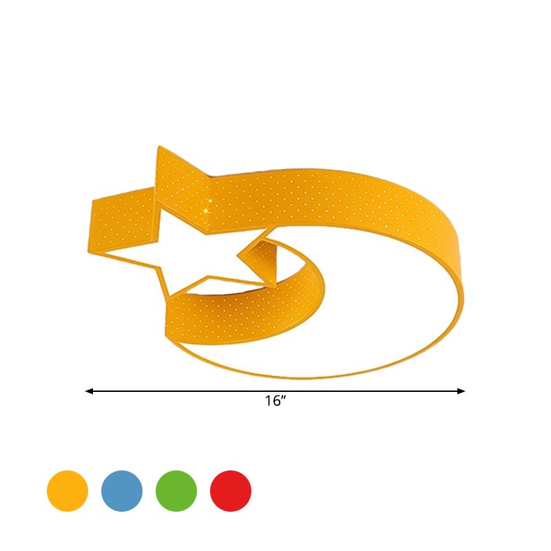Crescente e stella soffitto a filo del fumetto acrilico Nursery LED lampada a incasso in rosso/giallo/blu, bianco/3 luce di colore