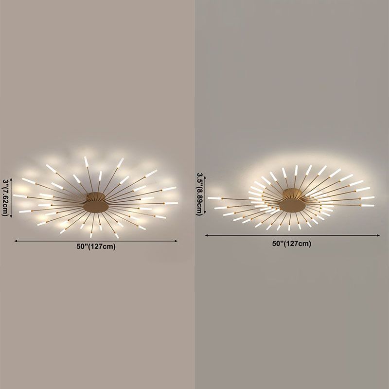 Modern Simplicity LED Semi Flush Mount Lacquered Metal Linear Ceiling Light with Acrylic Shade