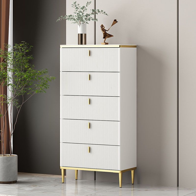 Bedroom Glam Storage Chest Stone Chest in White with Drawers