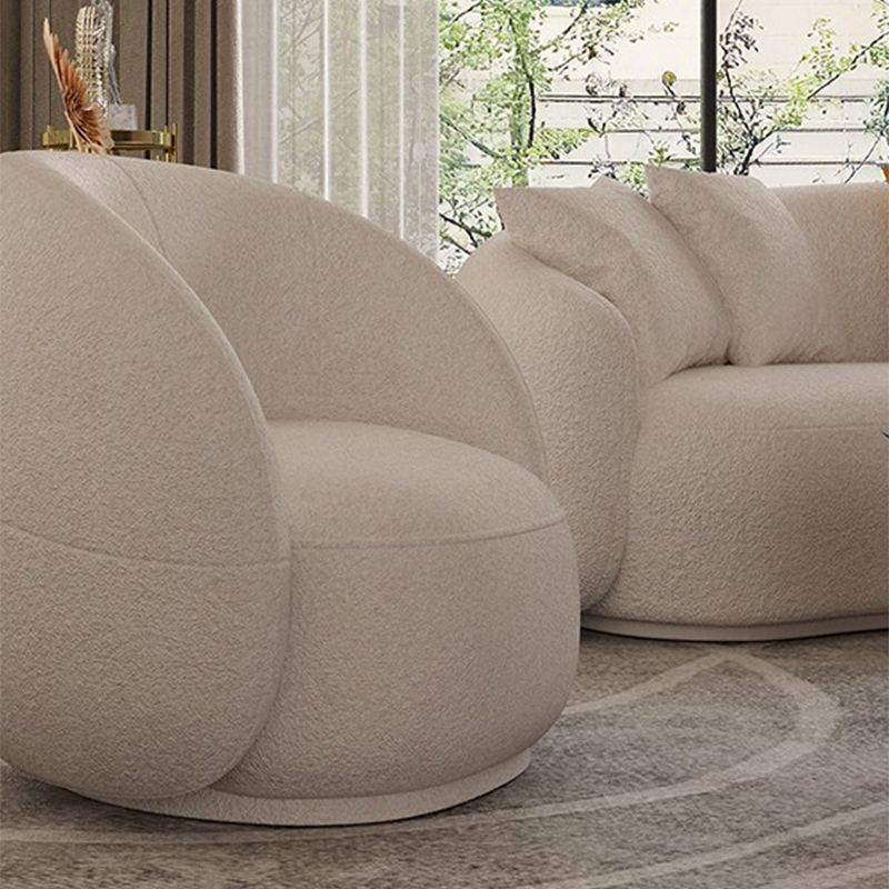 Gray Wool Sloped Arm Sofa Contemporary Curved Sofa for Living Room