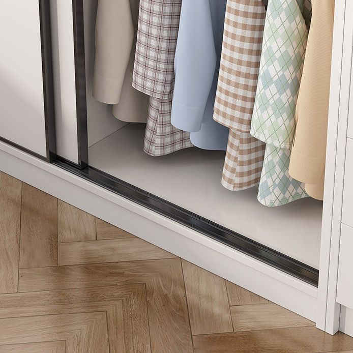 Engineered Wood Wardrobe Armoire White Wardrobe Cabinet with Soft Close Doors