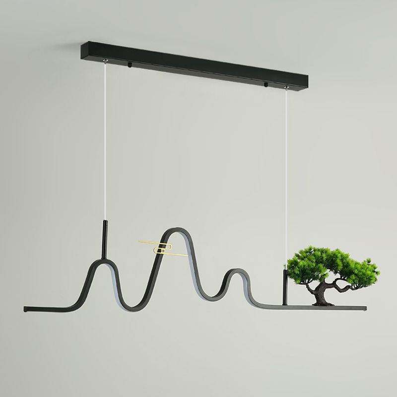 Linear Shape Island Light Modern Style Metal Single Light Pendant Light