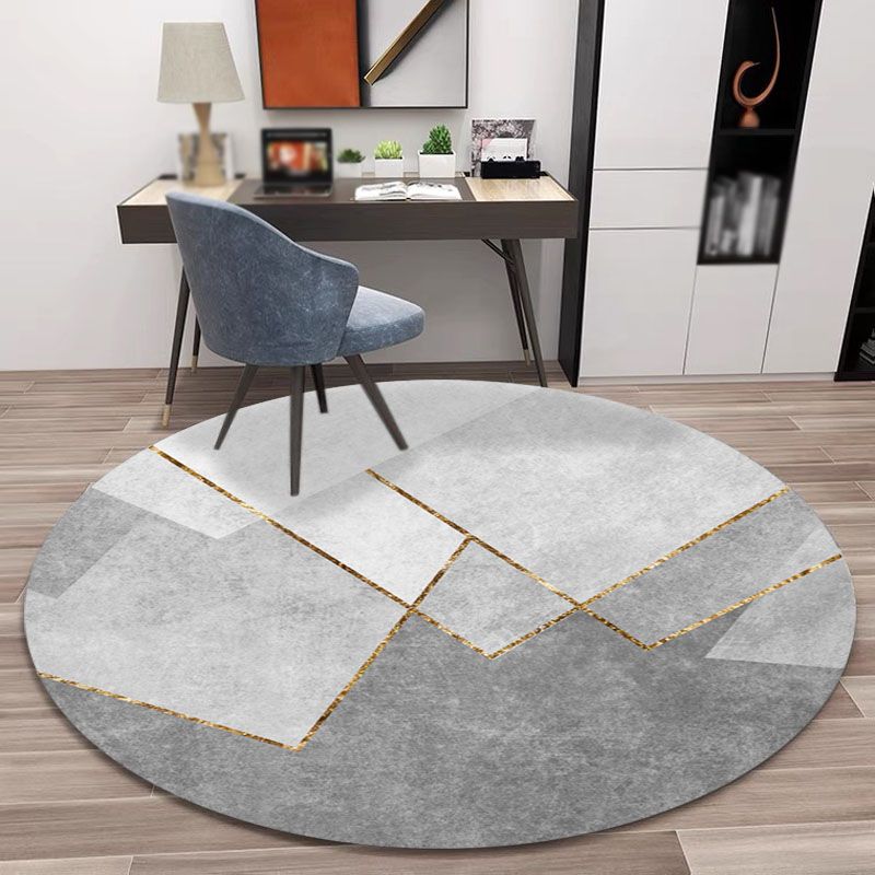 Round Graphic Print Rug Creative Area Carpet Polyester Non-Slip Backing Carpet for Home Decoration