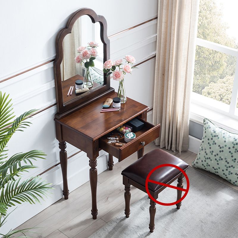 Traditional Wooden Vanity Makeup Table Set 1 Drawers Dressing Table with Mirror