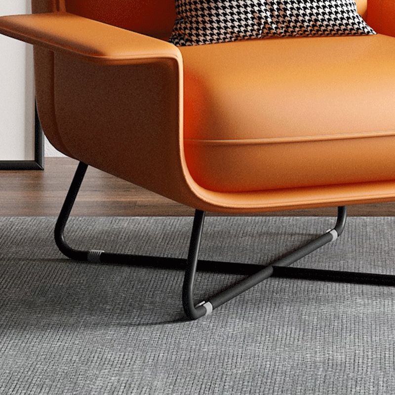 Glam Cross Orange Side Chair Bonded Leather Armless Side Chair for Living Room