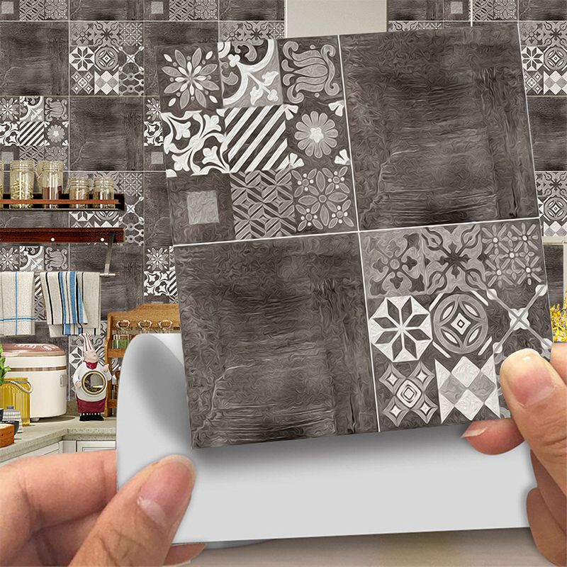 Adhesive Mosaic Tile Wallpaper Panels 20 Pcs Retro Style Wall Covering for Kitchen