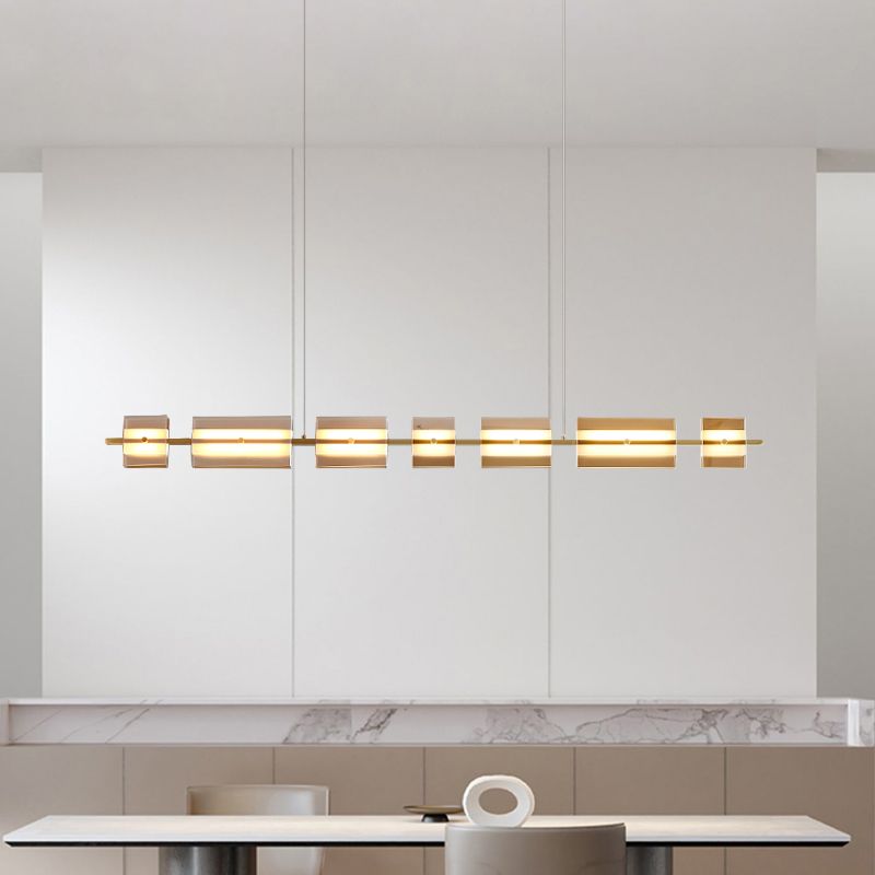 LED Island Light Multi Lights Island Hanging Light with Glass Shade for Dining Room