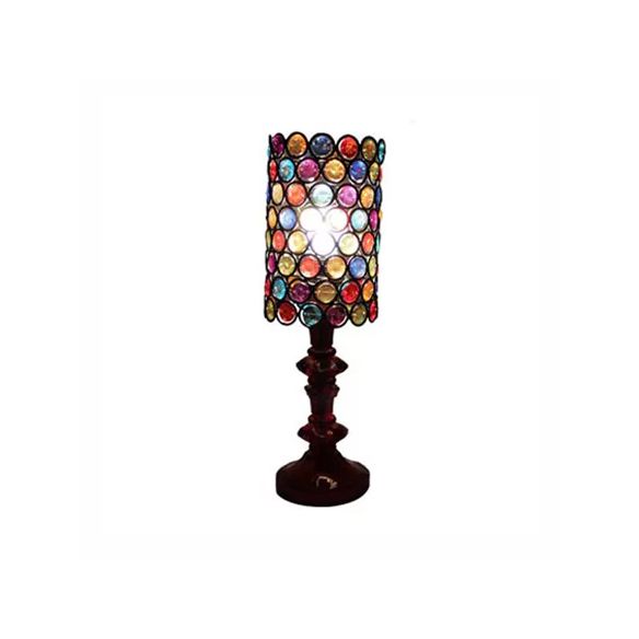 4"/5"/6" Wide Bohemian Cylinder Table Lighting with Colorful Bead 1 Lighting Standing Light in Black
