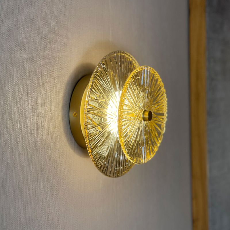 LED Modern Metal Wall Sconce Flower Shape Wall Light with Glass Shade for Bedroom