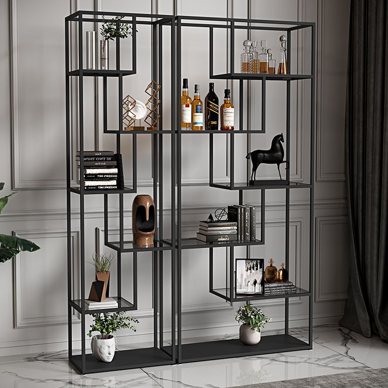 Libreria etagere industriale aperta verticale telaio di ferro invalido scaffale in vetro