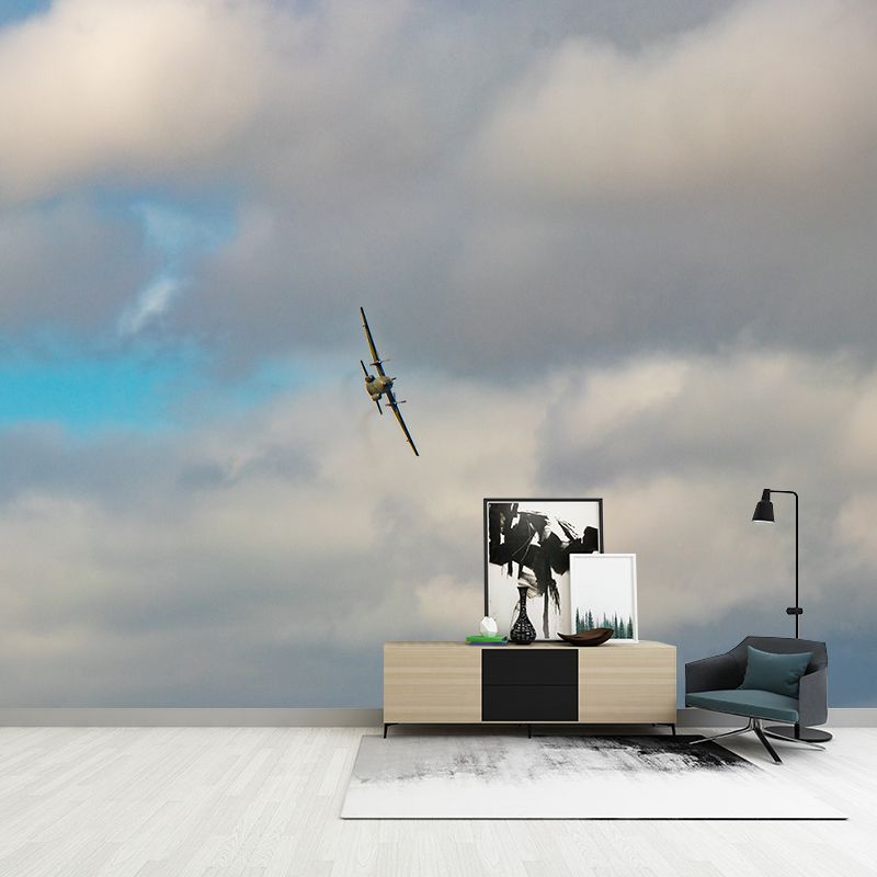 Airplane Transportation Mural Wallpaper for Home Decor, Moisture Resistant